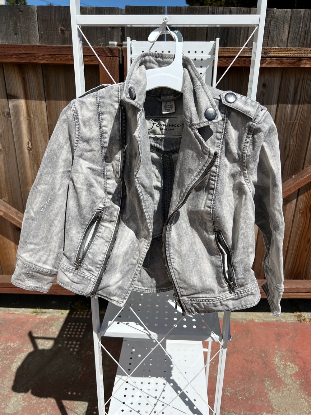 DKNY Light Gray Kids' Denim Moto Jacket